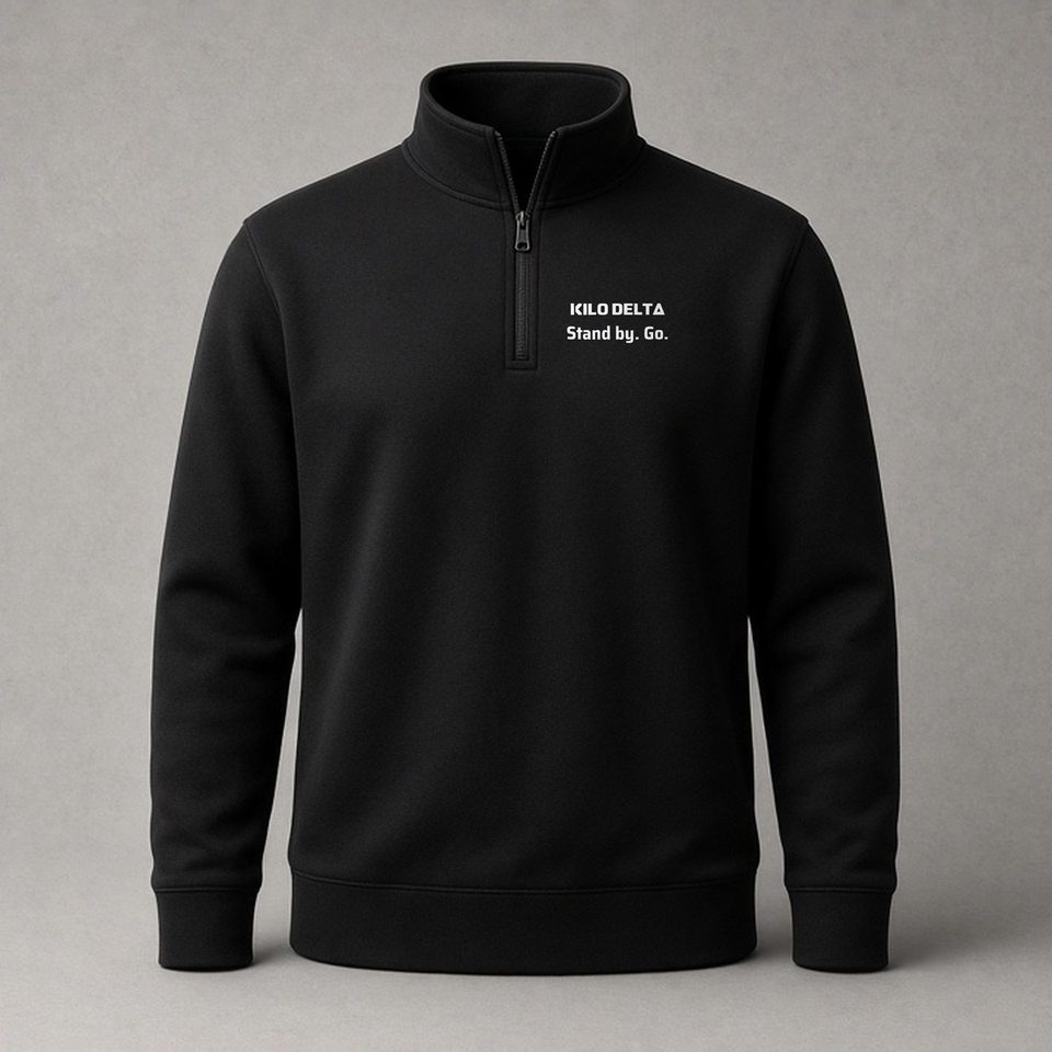 KILO DELTA · Control Quarter-Zip · Strategic: Words of Wisdom version, product visualisation